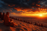 Caravan of the Crimson Dunes - landscape nature painting | Draw Tools