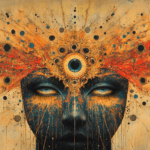 Ember-Eyed Priestess - abstract art painting | Draw Tools