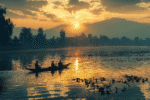 Serenity on the Golden Waters - landscape nature painting | Draw Tools