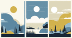 Tranquility in Triptych - minimalist art painting | Draw Tools
