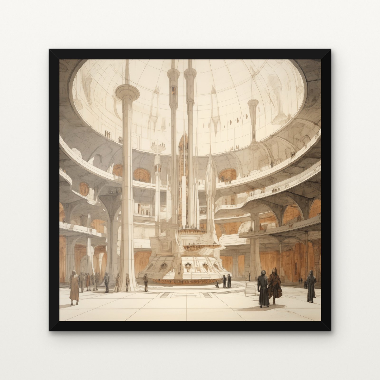 Atrium of the Galactic Archives Star wars Canvas Painting - Black Classic Frame | DrawTools Buy Atrium of the Galactic Archives Star wars Canvas Painting Online - Black Classic Glazed Frame | DrawTools