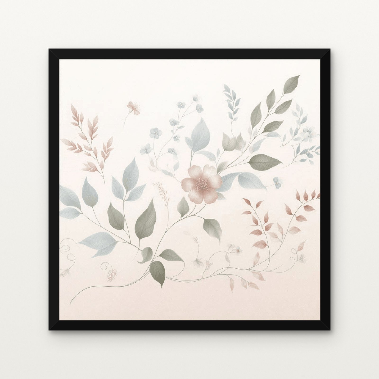 Blush of Whispering Branches Botanical Canvas Painting - Black Classic Frame | DrawTools Buy Blush of Whispering Branches Botanical Canvas Painting Online - Black Classic Glazed Frame | DrawTools