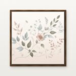 Luxury Blush of Whispering Branches Canvas Print in Warm Walnut Floating Frame - Modern Interior Wall Art | DrawTools