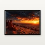Handcrafted Caravan of the Crimson Dunes Floating Canvas Wall Painting - Ready to Hang Landscapes Art | DrawTools
