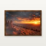 Caravan of the Crimson Dunes Framed Wall Art in Warm Walnut Classic Frame - Premium art for home decor | DrawTools