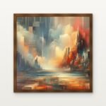 Cathedral of Light Framed Wall Art in Warm Walnut Classic Frame - Premium abstract art for living room | DrawTools