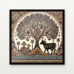 Buy Celestial Court of the Enchanted Grove Traditional Canvas Painting Online - Black Classic Glazed Frame | DrawTools