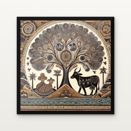 Buy Celestial Court of the Enchanted Grove Traditional Canvas Painting Online - Black Classic Glazed Frame | DrawTools
