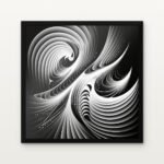 Buy Celestial Currents in Monochrome Natural Computation Canvas Painting Online - Black Classic Glazed Frame | DrawTools