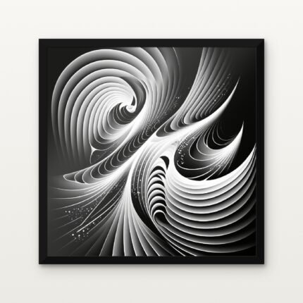 Celestial Currents in Monochrome in Black Classic Frame with Matt paper & Protective Coating - DrawTools