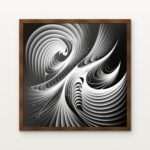 Celestial Currents in Monochrome Framed Wall Art in Warm Walnut Classic Frame - Premium art for home decor | DrawTools