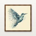 Celestial Flight Framed Wall Art in Warm Walnut Classic Frame - Premium abstract art for living room | DrawTools