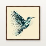 Luxury Celestial Flight Canvas Print in Warm Walnut Floating Frame - Modern Interior Wall Art | DrawTools