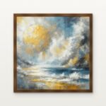 Celestial Harvest Framed Wall Art in Warm Walnut Classic Frame - Premium abstract art for living room | DrawTools