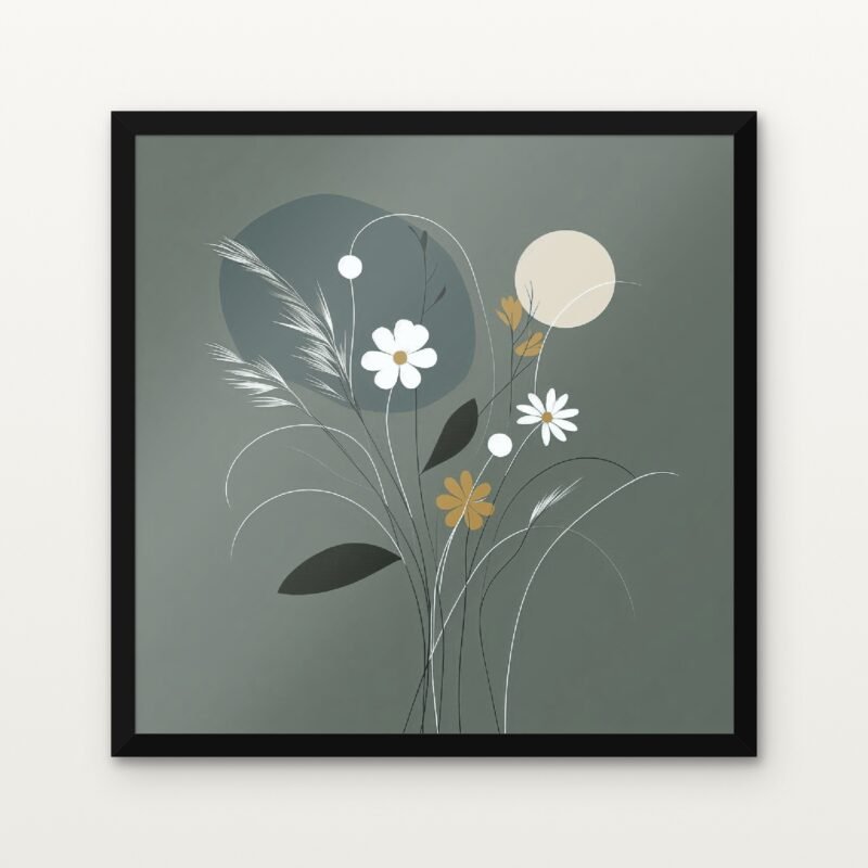 Celestial Meadow Waltz in Black Classic Frame with Matt paper & Protective Coating - DrawTools