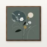 Luxury Celestial Meadow Waltz Canvas Print in Warm Walnut Floating Frame - Modern Interior Wall Art | DrawTools
