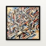 Buy Chrono Circuit Citadel Abstract Canvas Painting Online - Black Classic Glazed Frame | DrawTools