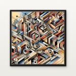 Handcrafted Chrono Circuit Citadel Floating Canvas Wall Painting - Ready to Hang Abstract Art | DrawTools