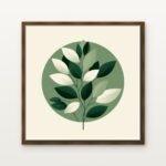 Luxury Circle of Verdant Spirits Canvas Print in Warm Walnut Floating Frame - Modern Interior Wall Art | DrawTools