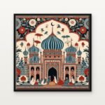 Handcrafted Citadel of Celestial Harmony Floating Canvas Wall Painting - Ready to Hang Traditional Art | DrawTools