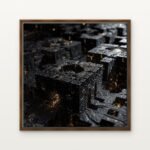 Luxury Citadel of Endless Shadows Canvas Print in Warm Walnut Floating Frame - Modern Interior Wall Art | DrawTools