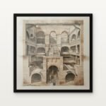 Buy Citadel of Infinite Arches Historical Buildings Canvas Painting Online - Black Classic Glazed Frame | DrawTools