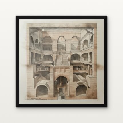 Citadel of Infinite Arches in Black Classic Frame with Matt paper & Protective Coating - DrawTools