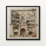 Handcrafted Citadel of Infinite Arches Floating Canvas Wall Painting - Ready to Hang Historical Buildings Art | DrawTools
