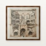 Citadel of Infinite Arches Framed Wall Art in Warm Walnut Classic Frame - Premium art for home decor | DrawTools