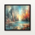 Buy City of Sonic Echoes Abstract Canvas Painting Online - Black Classic Glazed Frame | DrawTools