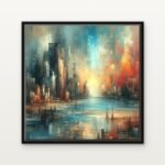 Handcrafted City of Sonic Echoes Floating Canvas Wall Painting - Ready to Hang Abstract Art | DrawTools
