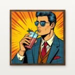 Luxury Crimson Class The Corporate Cooler Canvas Print in Warm Walnut Floating Frame - Modern Interior Wall Art | DrawTools