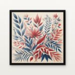Buy Crimson Grove Awakening Botanical Canvas Painting Online - Black Classic Glazed Frame | DrawTools