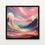 Buy Crimson Horizon Chronicles Abstract Canvas Painting Online - Black Classic Glazed Frame | DrawTools