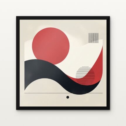 Buy Crimson Tides of Abstraction Minimal Canvas Painting Online - Black Classic Glazed Frame | DrawTools