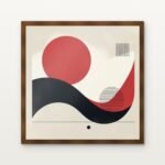 Crimson Tides of Abstraction Framed Wall Art in Warm Walnut Classic Frame - Premium art for home decor | DrawTools