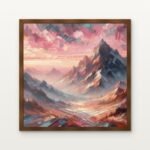 Crown of Crimson Peaks Framed Wall Art in Warm Walnut Classic Frame - Premium abstract art for living room | DrawTools