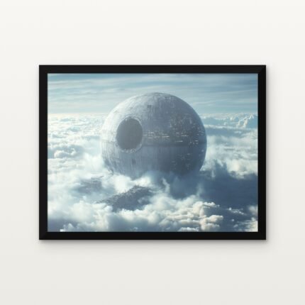 Death Star Painting in Black Classic Frame with Matt paper & Protective Coating - DrawTools