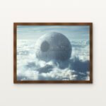 Death Star Painting Framed Wall Art in Warm Walnut Classic Frame - Premium art for home decor | DrawTools
