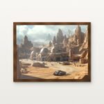Desert Citadel of the Arkan Wastes Framed Wall Art in Warm Walnut Classic Frame - Premium art for home decor | DrawTools