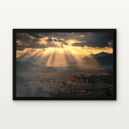 Divine Light over the Hidden Vale in Black Classic Frame with Matt paper & Protective Coating - DrawTools