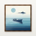 Echoes of Time & Tide Framed Wall Art in Warm Walnut Classic Frame - Premium abstract art for living room | DrawTools