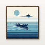 Luxury Echoes of Time & Tide Canvas Print in Warm Walnut Floating Frame - Modern Interior Wall Art | DrawTools