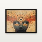 Ember-Eyed Priestess in Black Classic Frame with Matt paper & Protective Coating - DrawTools