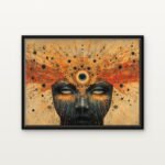 Handcrafted Ember-Eyed Priestess Floating Canvas Wall Painting - Ready to Hang Abstract Art | DrawTools