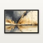 Handcrafted Fractured Horizon Floating Canvas Wall Painting - Ready to Hang Abstract Art | DrawTools