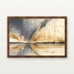 Fractured Horizon Framed Wall Art in Warm Walnut Classic Frame - Premium abstract art for living room | DrawTools