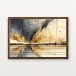 Luxury Fractured Horizon Canvas Print in Warm Walnut Floating Frame - Modern Interior Wall Art | DrawTools