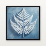 Buy Frozen Fronds of the Northern Sky Botanical Canvas Painting Online - Black Classic Glazed Frame | DrawTools