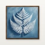 Luxury Frozen Fronds of the Northern Sky Canvas Print in Warm Walnut Floating Frame - Modern Interior Wall Art | DrawTools